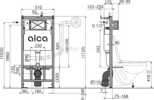 ALCA Sádromodul WC-tartály AM előfal mögé szerelhető keretes  1120mm