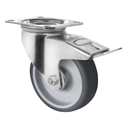 Kerék önbeálló talpas műanyag felnis fékezhető 100 31195