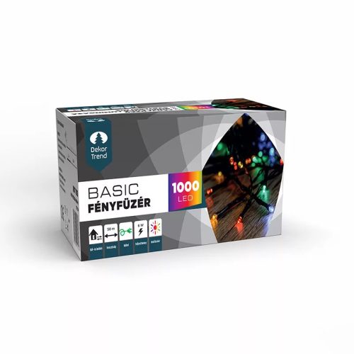 DEKORTREND kültéri LED fényfüzér, 1000db színes LED-del