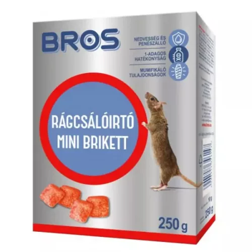BROS B1700 rágcsálóirtó paraffinos blokk  250g  29ppm