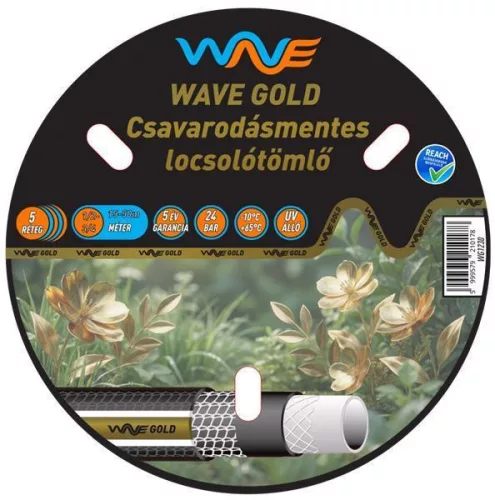 Wave GOLD 5 rét.szöveterősítésű csav.mentes locsolótömlő 3/4" 20m
