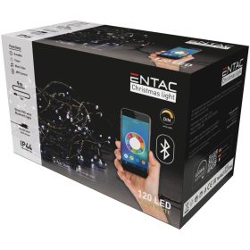   ENTAC Karácsonyi IP44 fényfüzér 120 LED WW 9m BT applikáció