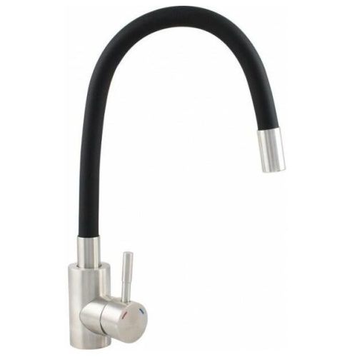 ERMETIQ Álló mosogató csaptelep, Inox, flexibilis - fekete