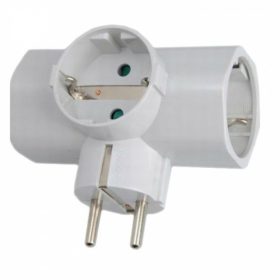   EUROLAMP földelt hálózati 3-as T dugaljzat  90°  16A  220-240V - fehér