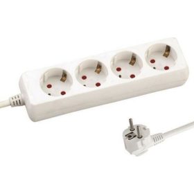 EUROLAMP földelt elosztó 4-es  1,5m - fehér