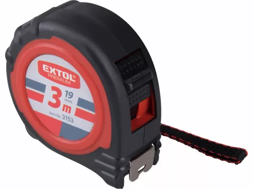 EXTOL Premium Mérőszalag, gumírozott, 2 stoppos, 3m*19mm