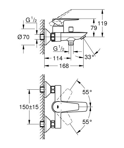 GROHE BauEdge egykaros kádcsaptelep  1/2" - króm