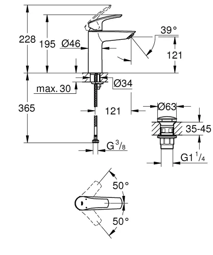 GROHE Eurosmart egykaros mosdócsaptelep  1/2"  M méret - króm