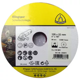  CS 561 fíbertárcsák 115x22 mm szemcse 120 csillag bevágású 5db/CSOMAG