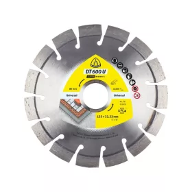   DT 600 U gyémánt vágókorongok 125x2,4 x 22,23mm 15 szegmensek 20x2,4x9 mm rövid fogazás