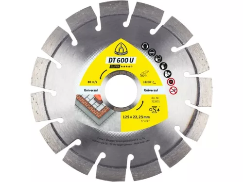 DT 600 U gyémánt vágókorongok 125x2,4 x 22,23mm 15 szegmensek 20x2,4x9 mm rövid fogazás