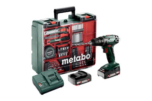 METABO BS 18 SET akkus fúrócsavarozó 18V + akku + töltő + mobil műhely - műanyag hordtáskában