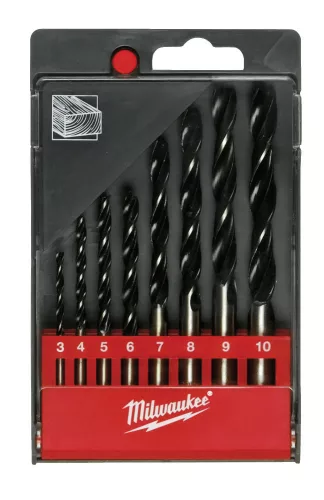 MILWAUKEE Fafúró készlet 8 darabos műanyag dobozban 3, 4, 5, 6, 7, 8, 9, 10mm