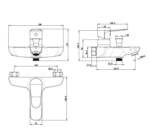 MOFÉM Hello kádtöltő és zuhanycsaptelep egykaros, zuhanyszett nélkül - króm