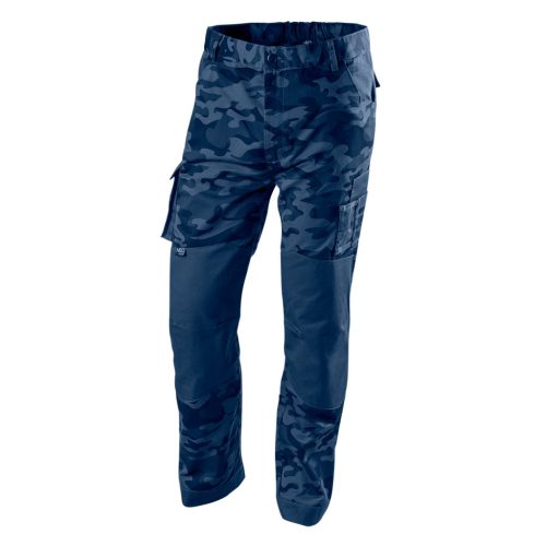 Neo Tools Munkanadrág tengerészkék terepmintás, Camo, Navy, 60% pamut + 40% poliészter, XS