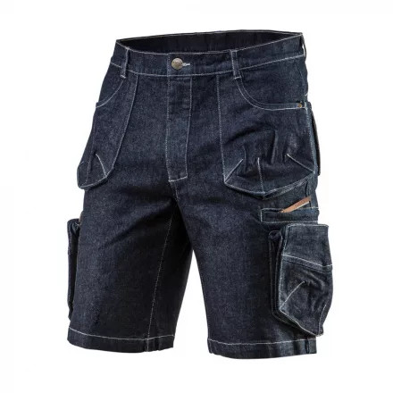 Neo Tools Farmer Rövid munkásnadrág, DENIM, cipzáros oldalzsebekkel, 98% pamut, 410g/m2, L