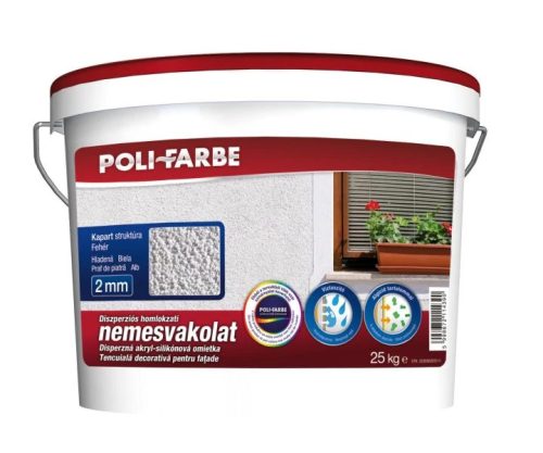 POLI-FARBE PC nemesvakolat 2mm kapart    25kg    Fehér