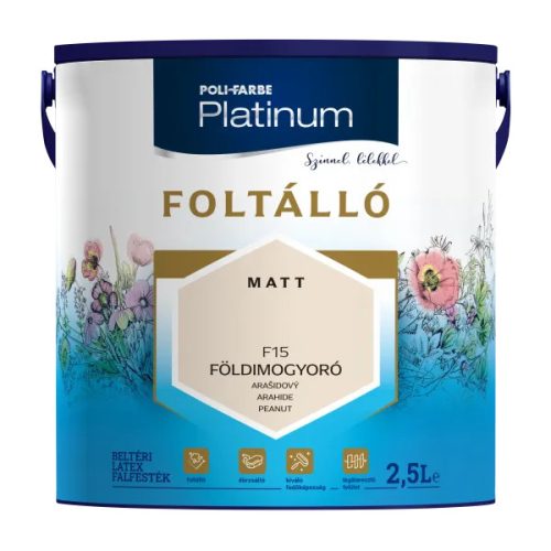 POLI-FARBE Platinum Foltálló beltéri falfesték Földimogyoró F15    2,5l