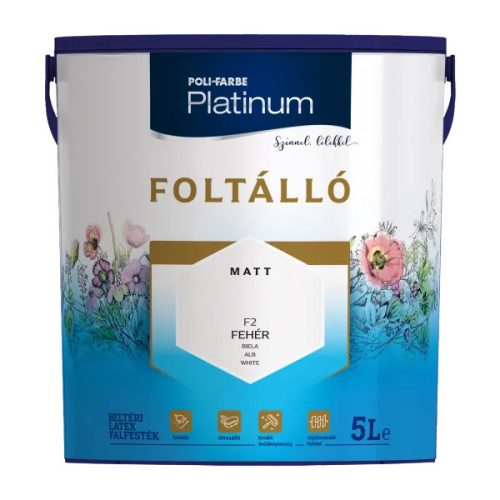 POLI-FARBE Platinum Foltálló beltéri falfesték Fehér F2   5l