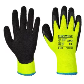   PORTWEST Thermal Latex mártott védőkesztyű, méret: M - sárga/fekete