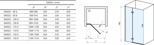 Ravak Zuhanyajtó SMSD2-90 A - jobbos króm + Transparent