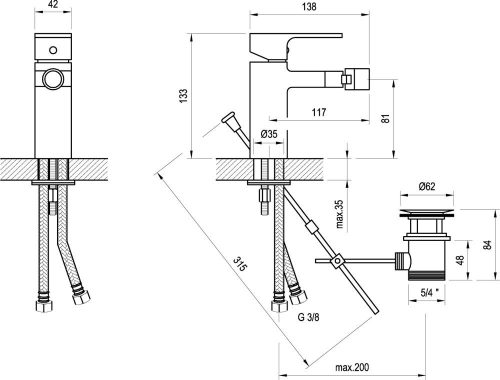 Ravak CHROME CR 055.00 bidécsaptelep leeresztővel