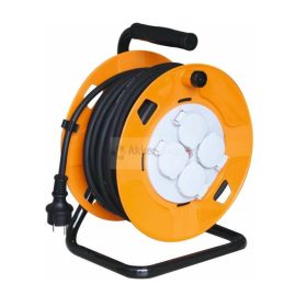   HOME Kábeldob, fém talp, 4 földelt aljzat, 25m, IP44, 2,5mm2 kábel   HJR 10-25/2,5