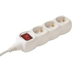   SOMOGYI Hálózati elosztó  kapcsolós, 3 aljzat, 5m, fehér   NV 3K-5/WH/1,5