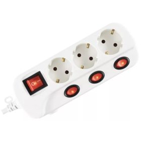   SOMOGYI Hálózati elosztó  kapcsolós, 3 aljzat   NVK 03K-3/WH/1,5