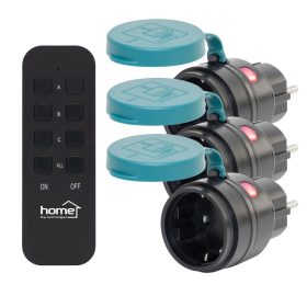   SOMOGYI THO2313 távirányítható kültéri hálózati aljzat szett, IP44, 2300 W, 3 aljzat+1távirányító