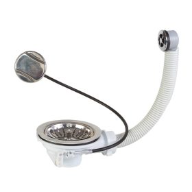   STYRON 114mm bowdenes leeresztőszelep, kör túlfolyóval, gránit mosogatóhoz