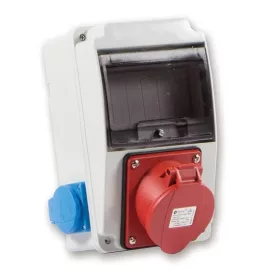   TP Electric Ipari doboz szerelt  130*220mm  1*(5P16A) + 2*(2P+F) oldalsó  IP44