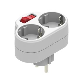   UltraTech Két dugaljzatos elosztó, kapcsolós  16A/250V  gyerekvédelemmel, fehér