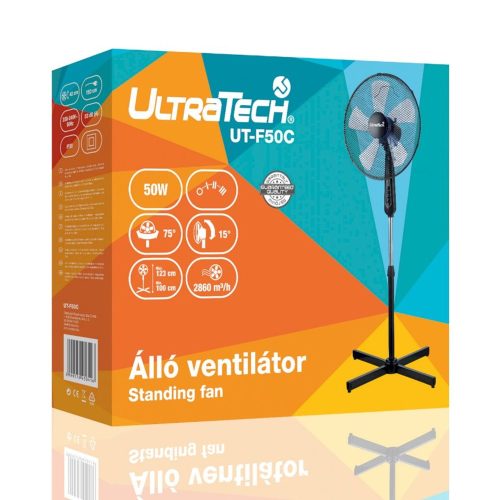 UltraTech ventilátor, álló, 50W, 5 lapátos   UT-F50C