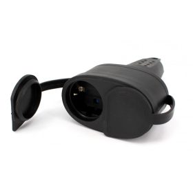   UltraTech dugalj 2-es, gumi, fedéllel, földelt, gyermekvédelemmel  IP44  16A/250V  fekete