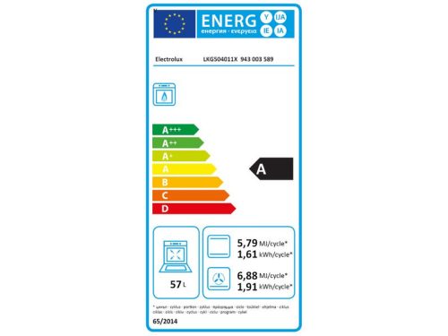 Electrolux LKG504011X gáztűzhely 57L szürke