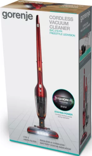 Gorenje SVC216GFR vez.nélküli 2in1 porszívó piros 21,6 V 26W