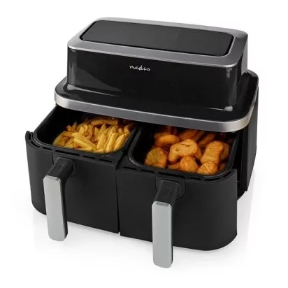 Hausberg HB-2373NG 2400W dupla kosaras fekete 8,4L forrólevegős sütő
