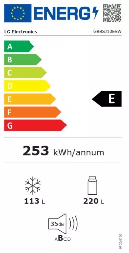 LG GBBSJ10ESW alulfagyasztós fehér NoFrost hűtő 113/220 L