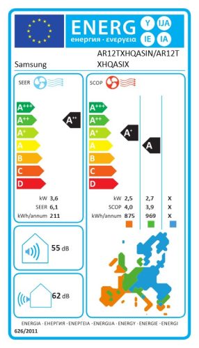 Samsung AR12TXHQASI 3,5 kW inverteres hűtő, fűtő klíma