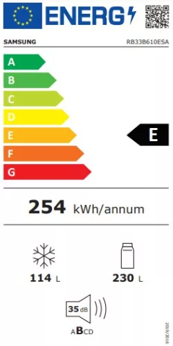 Samsung RB33B610ESA/EF hűtőszekrény inox 230L/114L A++ No frost