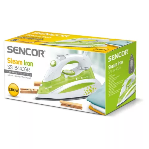 Sencor SSI8440GR gőzölős vasaló 2200W kerámia talp  zöld
