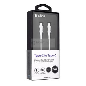   S-Link kábel - SW-C305 (5A, 12W, Gyorstöltés, Type-C to Type-C, 100cm adat+töltőkábel, fehér)